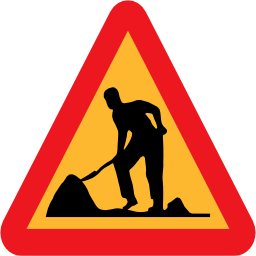Pictograms road signs workman ahead roadsign